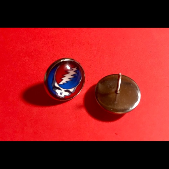 Grateful Dead Steal Your Face Stud Earrings - Picture 3 of 4